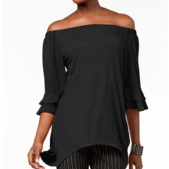 NY Collection Womens Off-The-Shoulder Asymmetric C - Picture 2 of 3